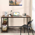 Bureau informatique Costway 55'' Table d'étude Poste de travail Maison avec étagère réglable Noir/Café/Marron