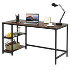 Bureau informatique Costway 55'' Table d'étude Poste de travail Maison avec étagère réglable Noir/Café/Marron