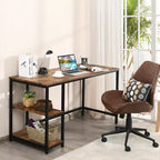 Bureau informatique Costway 55'' Table d'étude Poste de travail Maison avec étagère réglable Noir/Café/Marron