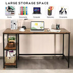 Bureau informatique Costway 55'' Table d'étude Poste de travail Maison avec étagère réglable Noir/Café/Marron