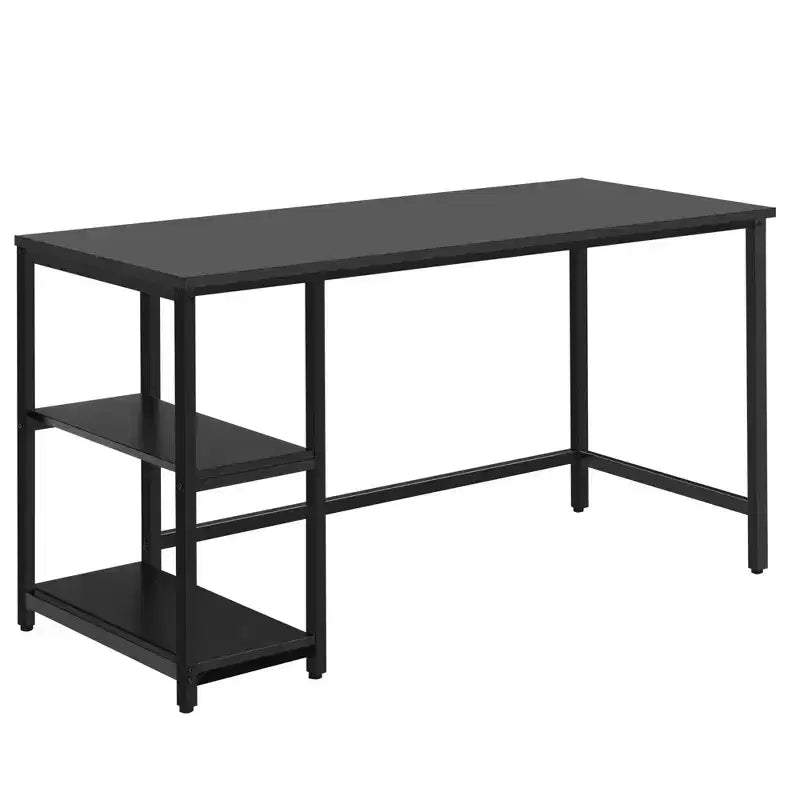 Bureau informatique Costway 55'' Table d'étude Poste de travail Maison avec étagère réglable Noir/Café/Marron