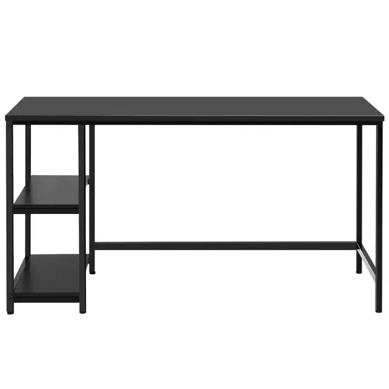Bureau informatique Costway 55'' Table d'étude Poste de travail Maison avec étagère réglable Noir/Café/Marron
