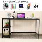Bureau informatique Costway 55'' Table d'étude Poste de travail Maison avec étagère réglable Noir/Café/Marron