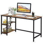 Bureau informatique Costway 55'' Table d'étude Poste de travail Maison avec étagère réglable Noir/Café/Marron
