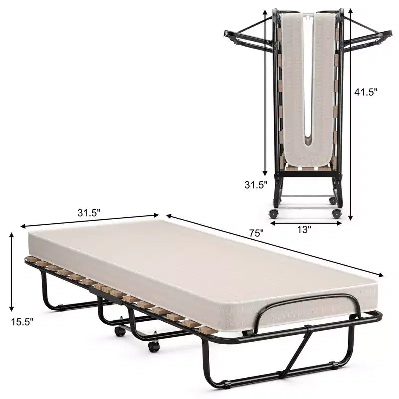 Lit d'appoint pliant Costway avec matelas en mousse à mémoire de forme pour invité supplémentaire