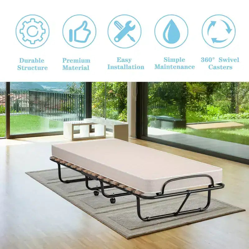Lit d'appoint pliant Costway avec matelas en mousse à mémoire de forme pour invité supplémentaire