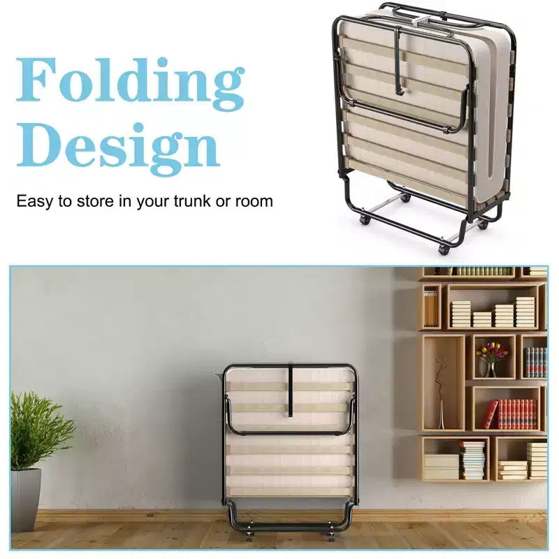 Lit d'appoint pliant Costway avec matelas en mousse à mémoire de forme pour invité supplémentaire
