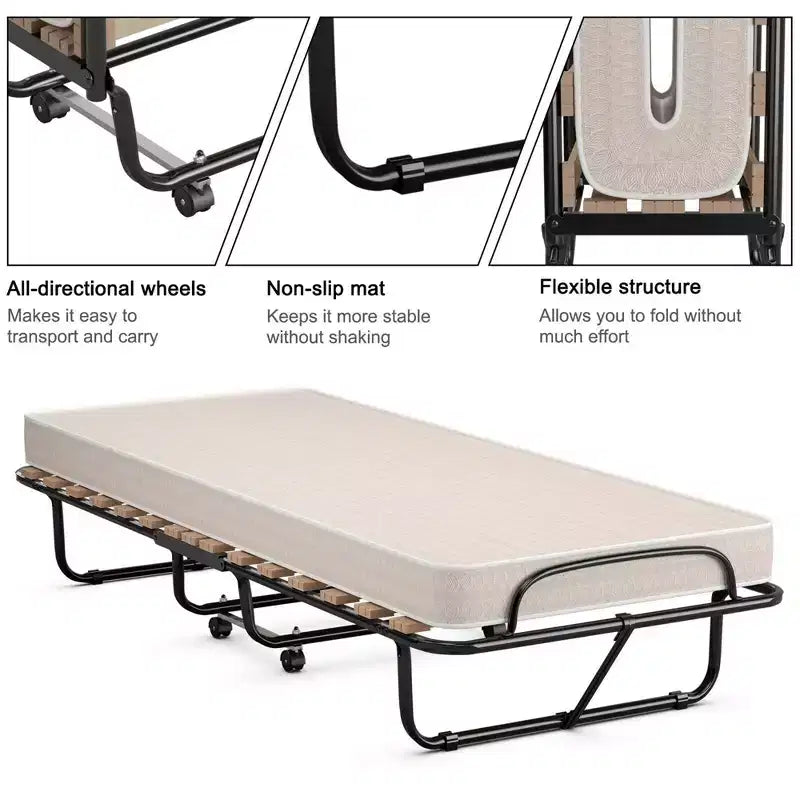 Lit d'appoint pliant Costway avec matelas en mousse à mémoire de forme pour invité supplémentaire