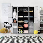 Costway Armoire de Rangement Portable 20 Cubes DIY Penderie Vêtements avec Portes