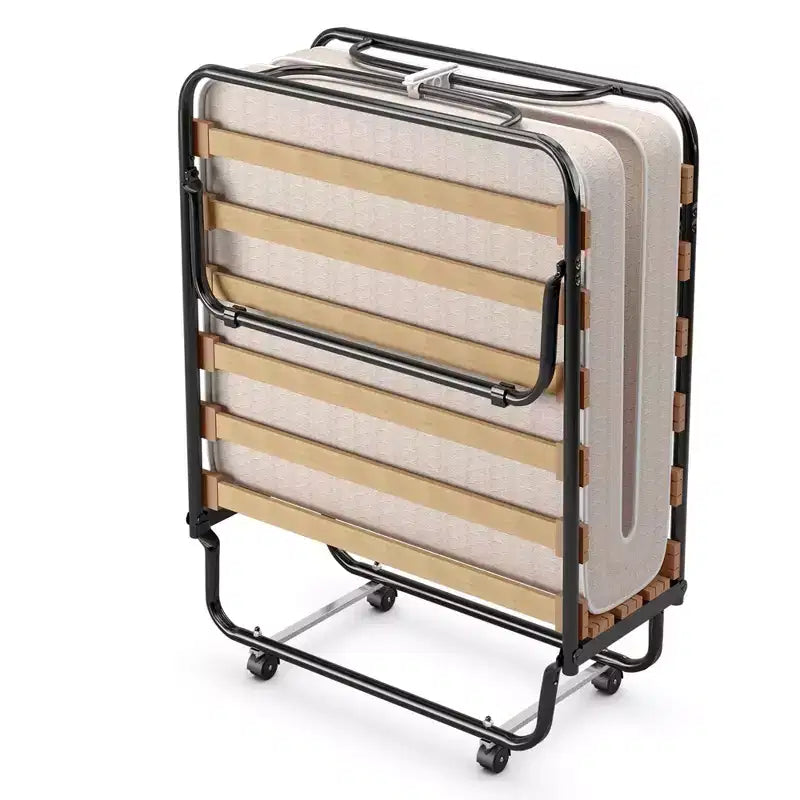 Lit pliant portatif Costway avec matelas, lit d'appoint fabriqué en Italie, bleu marine/beige