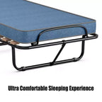 Lit pliant portatif Costway avec matelas, lit d'appoint fabriqué en Italie, bleu marine/beige
