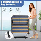 Lit pliant portatif Costway avec matelas, lit d'appoint fabriqué en Italie, bleu marine/beige