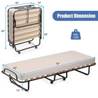 Lit pliant portatif Costway avec matelas, lit d'appoint fabriqué en Italie, bleu marine/beige