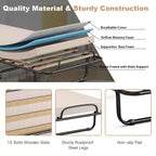 Lit pliant portatif Costway avec matelas, lit d'appoint fabriqué en Italie, bleu marine/beige