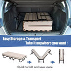 Lit pliant portatif Costway avec matelas, lit d'appoint fabriqué en Italie, bleu marine/beige