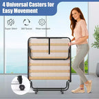 Lit pliant portatif Costway avec matelas, lit d'appoint fabriqué en Italie, bleu marine/beige