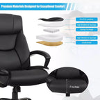 Costway Chaise de bureau grande taille 500lb Fauteuil de direction en cuir PU