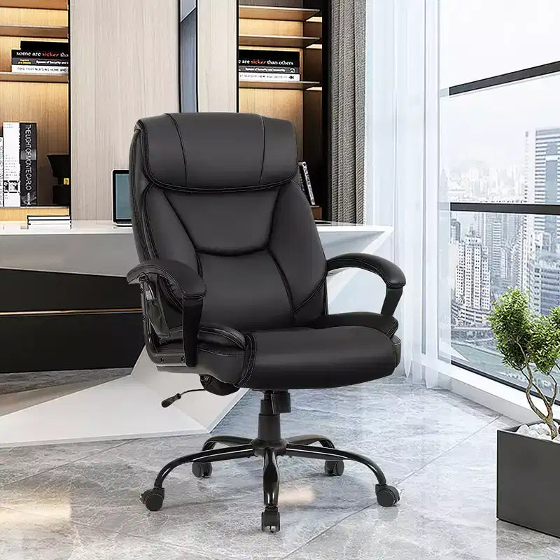 Costway Chaise de bureau grande taille 500lb Fauteuil de direction en cuir PU