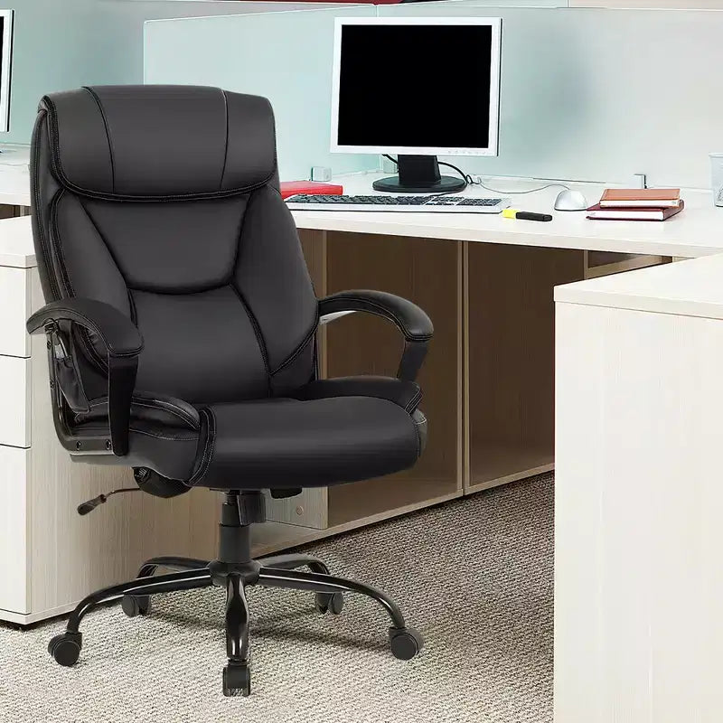 Costway Chaise de bureau grande taille 500lb Fauteuil de direction en cuir PU