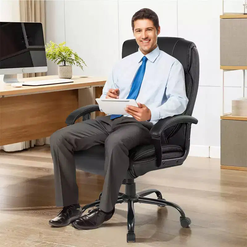 Costway Chaise de bureau grande taille 500lb Fauteuil de direction en cuir PU