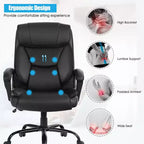 Costway Chaise de bureau grande taille 500lb Fauteuil de direction en cuir PU