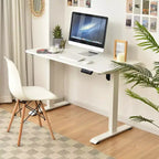 Bureau debout électrique réglable Costway, poste de travail avec contrôle, blanc/noir/érable/teck