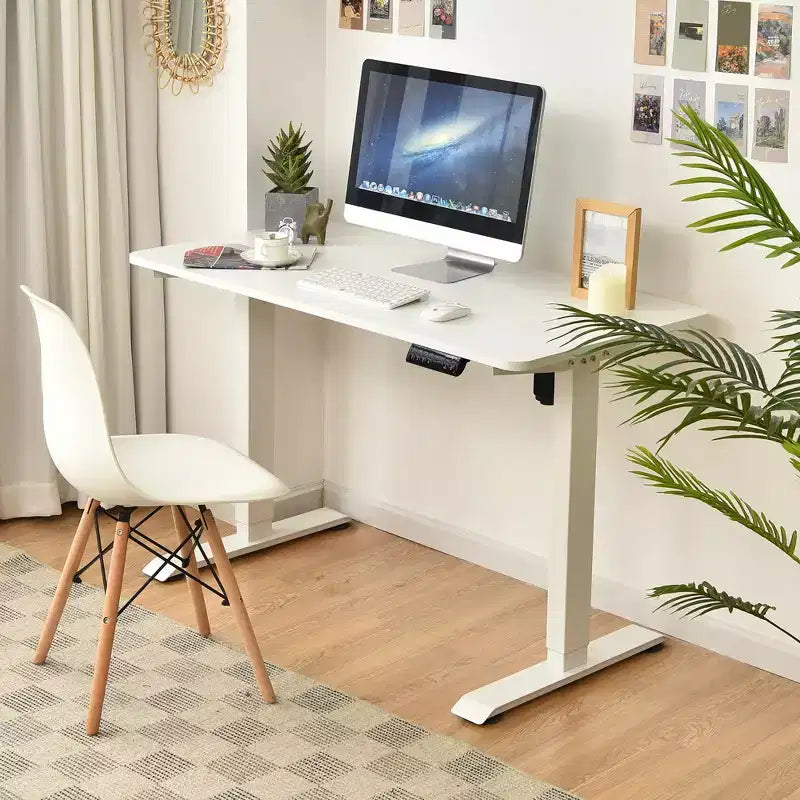 Bureau debout électrique réglable Costway, poste de travail avec contrôle, blanc/noir/érable/teck