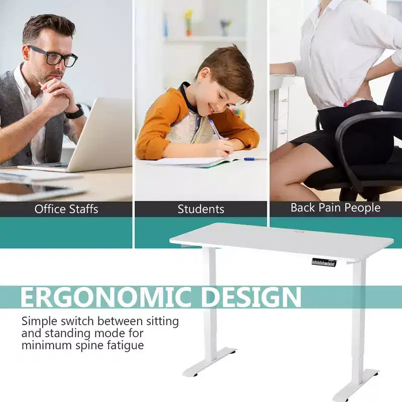Bureau debout électrique réglable Costway, poste de travail avec contrôle, blanc/noir/érable/teck