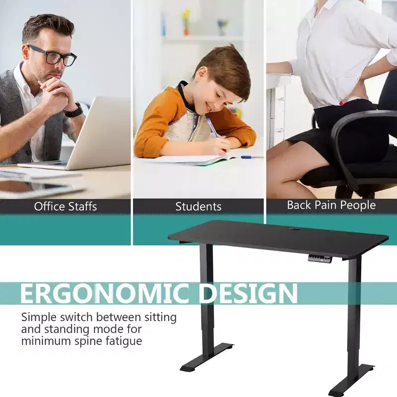 Bureau debout électrique réglable Costway, poste de travail avec contrôle, blanc/noir/érable/teck