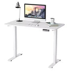 Bureau debout électrique réglable Costway, poste de travail avec contrôle, blanc/noir/érable/teck