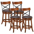 Costway Set of 4 Bar Stools Swivel 25'' Dining Bar Chairs with Rubber Wood Legs