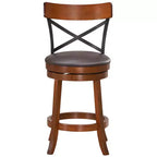 Costway Lot de 4 Tabourets de Bar Pivotants de 63,5 cm Chaises de Bar à Manger avec Pieds en Bois d'Hévéa