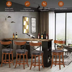 Costway Lot de 4 Tabourets de Bar Pivotants de 63,5 cm Chaises de Bar à Manger avec Pieds en Bois d'Hévéa
