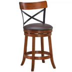 Costway Lot de 4 Tabourets de Bar Pivotants de 63,5 cm Chaises de Bar à Manger avec Pieds en Bois d'Hévéa
