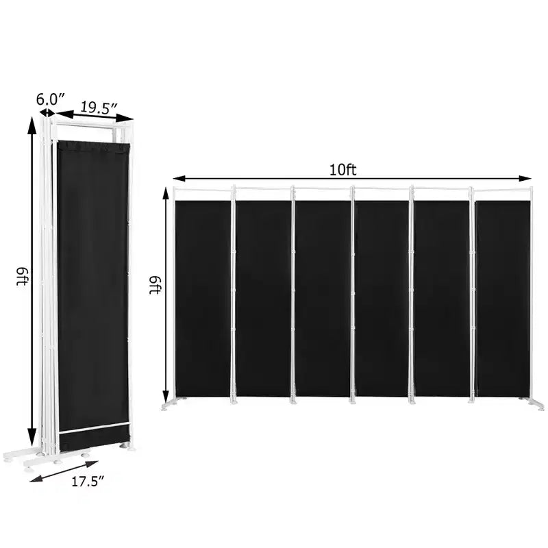 Costway Paravent 6 Panneaux Pliant Cadre en Acier Décoration Marron/Noir