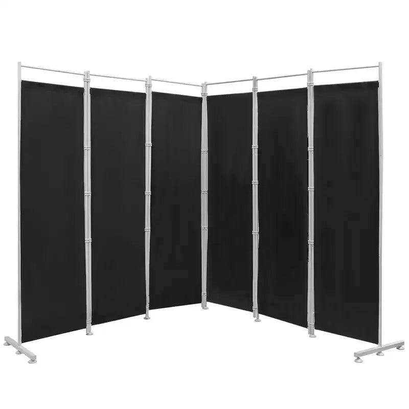 Costway Paravent 6 Panneaux Pliant Cadre en Acier Décoration Marron/Noir