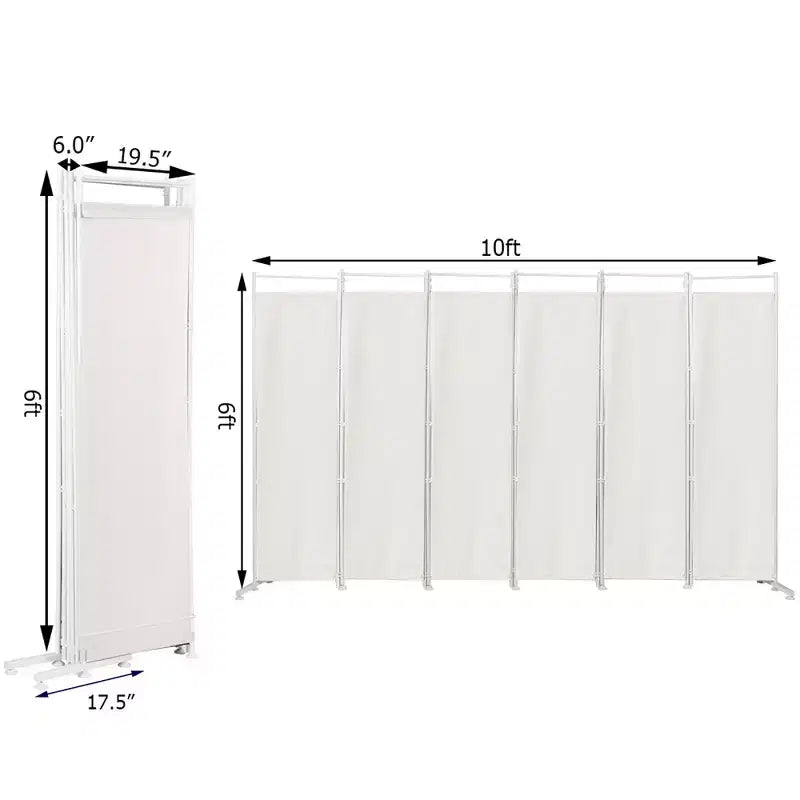 Costway Paravent 6 Panneaux Pliant Cadre en Acier Décoration Marron/Noir