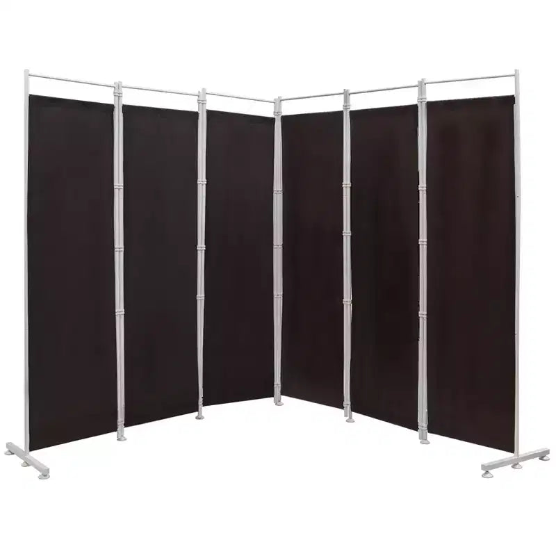 Costway Paravent 6 Panneaux Pliant Cadre en Acier Décoration Marron/Noir