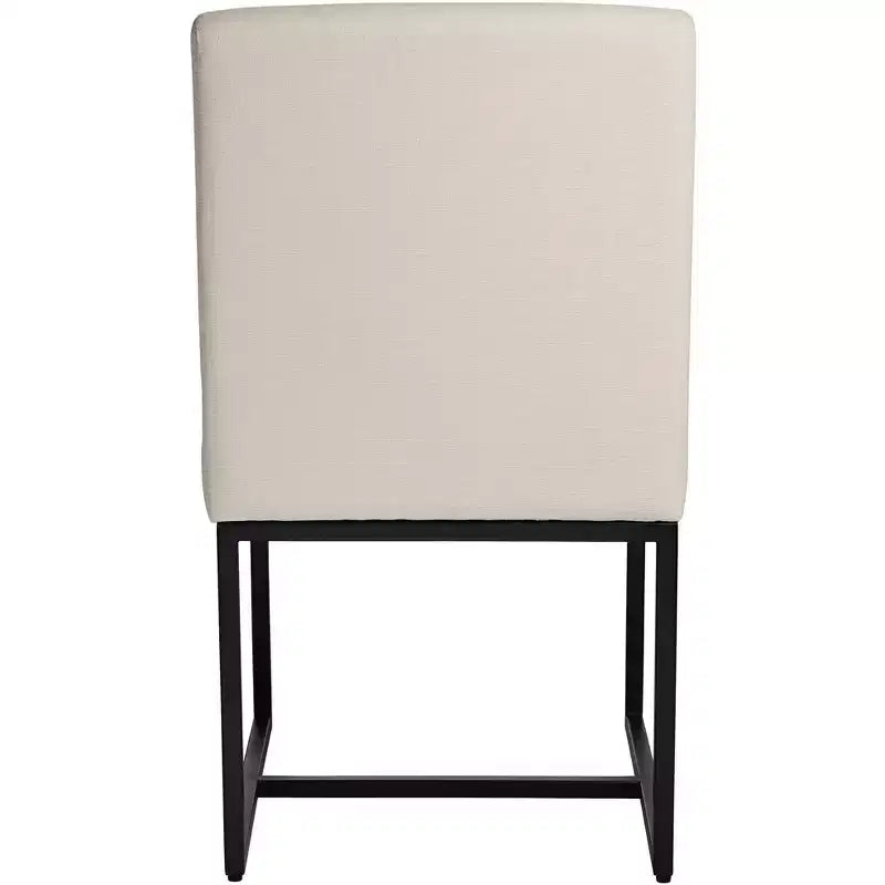 Chaise de salle à manger 55 Downing Street Myles en tissu blanc cassé et métal noir