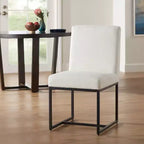 Chaise de salle à manger 55 Downing Street Myles en tissu blanc cassé et métal noir