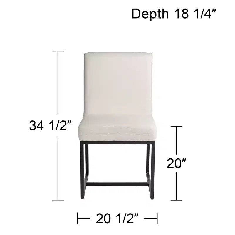 Chaise de salle à manger 55 Downing Street Myles en tissu blanc cassé et métal noir