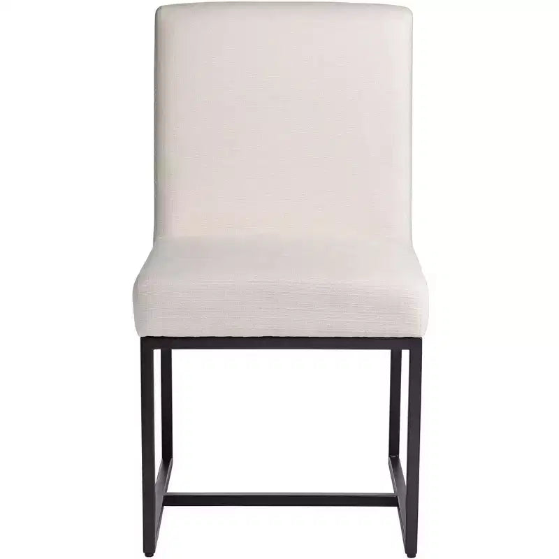 Chaise de salle à manger 55 Downing Street Myles en tissu blanc cassé et métal noir