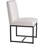 Chaise de salle à manger 55 Downing Street Myles en tissu blanc cassé et métal noir
