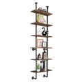 Costway 6-Shelf Rustic Pipe Shelving Unit, Vintage Industrial Pipe Wall Shelf Brown