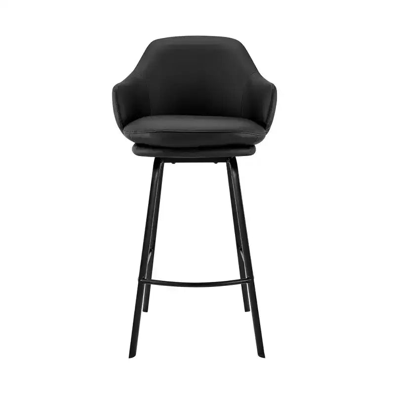 Tabouret de bar pivotant Brigden de 26 po de hauteur de comptoir avec similicuir et métal noir - Armen Living
