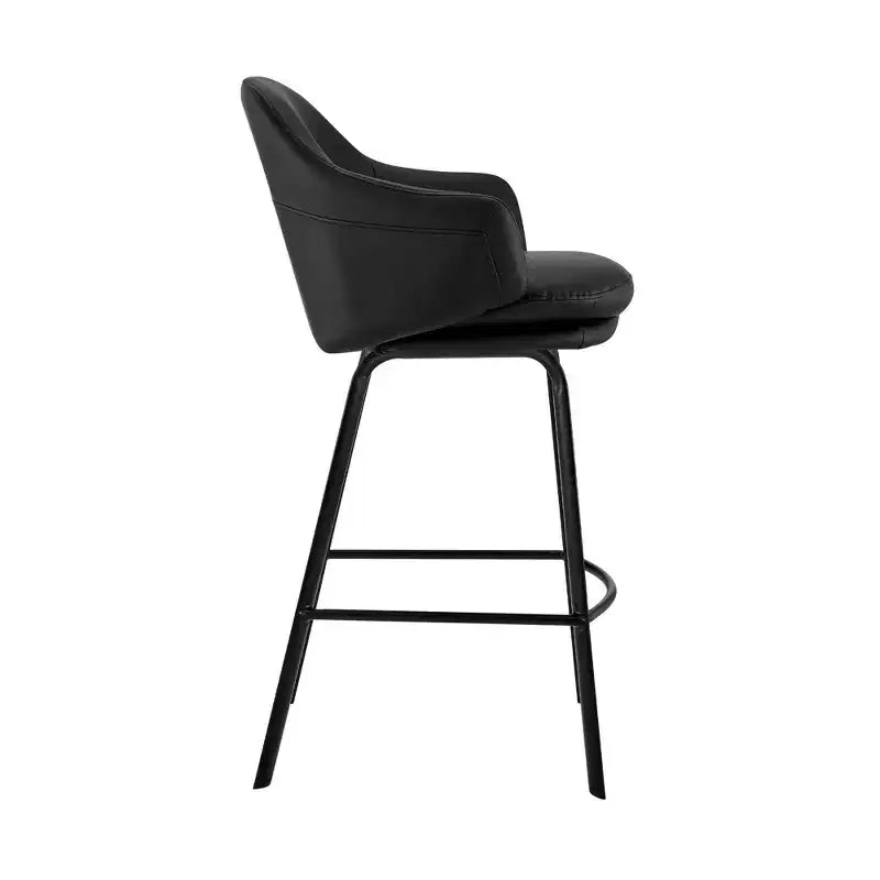Tabouret de bar pivotant Brigden de 26 po de hauteur de comptoir avec similicuir et métal noir - Armen Living