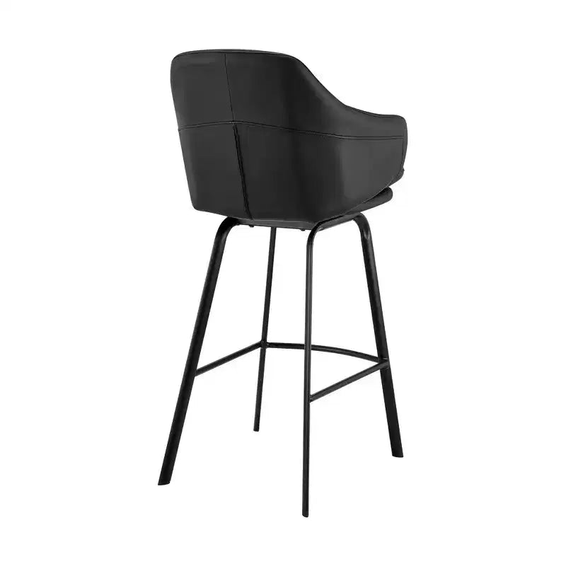 Tabouret de bar pivotant Brigden de 26 po de hauteur de comptoir avec similicuir et métal noir - Armen Living