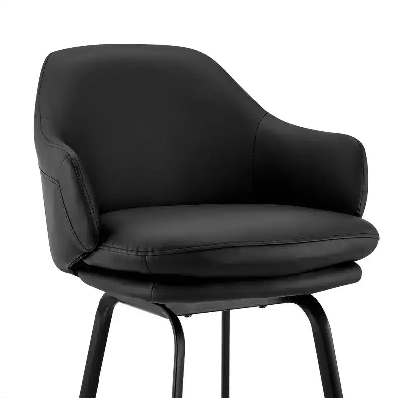 Tabouret de bar pivotant Brigden de 26 po de hauteur de comptoir avec similicuir et métal noir - Armen Living