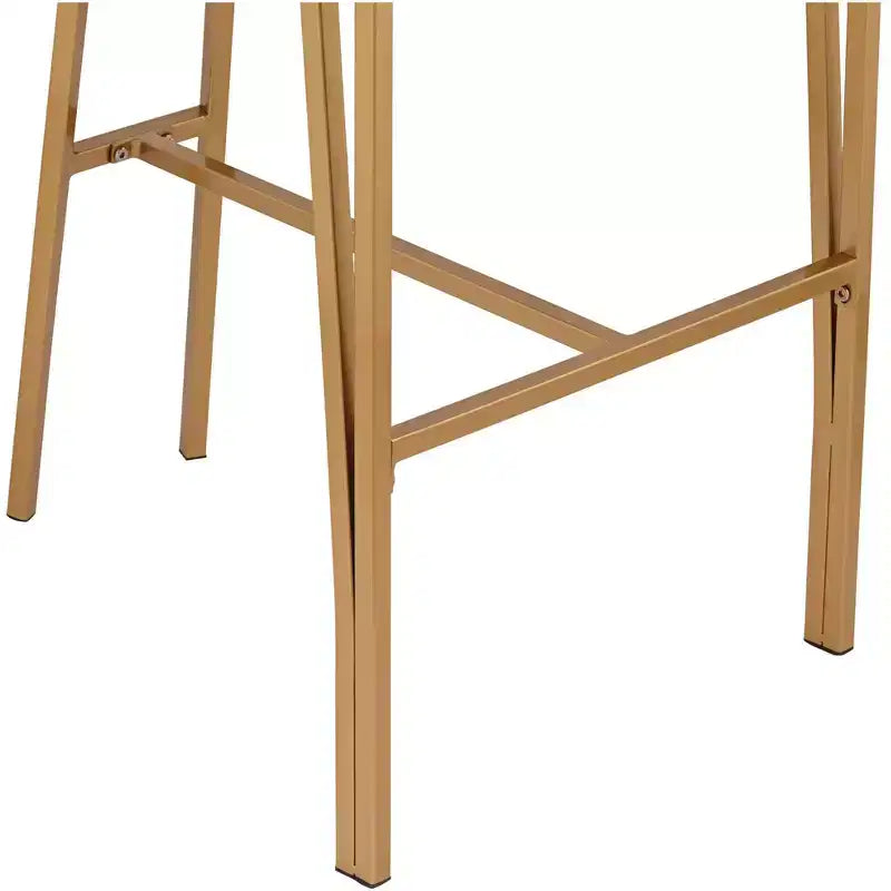 55 Downing Street Tabouret de bar en métal doré Tanner de 76,2 cm de haut, moderne, coussin en tissu capitonné marron avec dossier bas et repose-pieds pour comptoir de cuisine