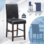 Costway Lot de 2/4 tabourets de bar Hauteur comptoir 63,5 cm Chaise de pub avec pieds en bois d'hévéa